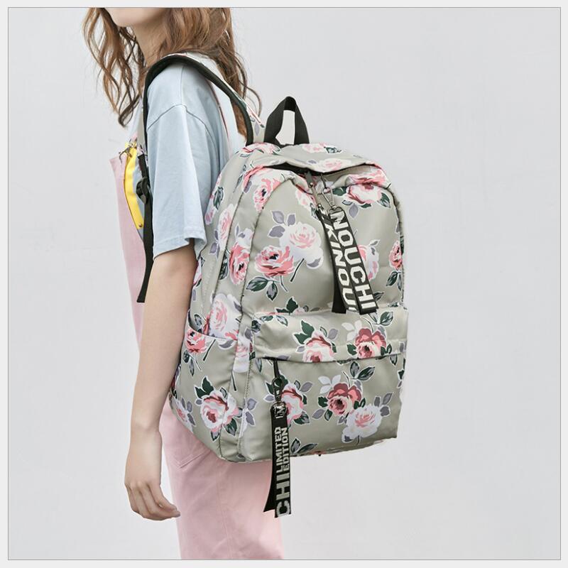 FengDong chinese style floral school backpack flowers backpacks for teenage girls school bags laptop computer bag schoolbag