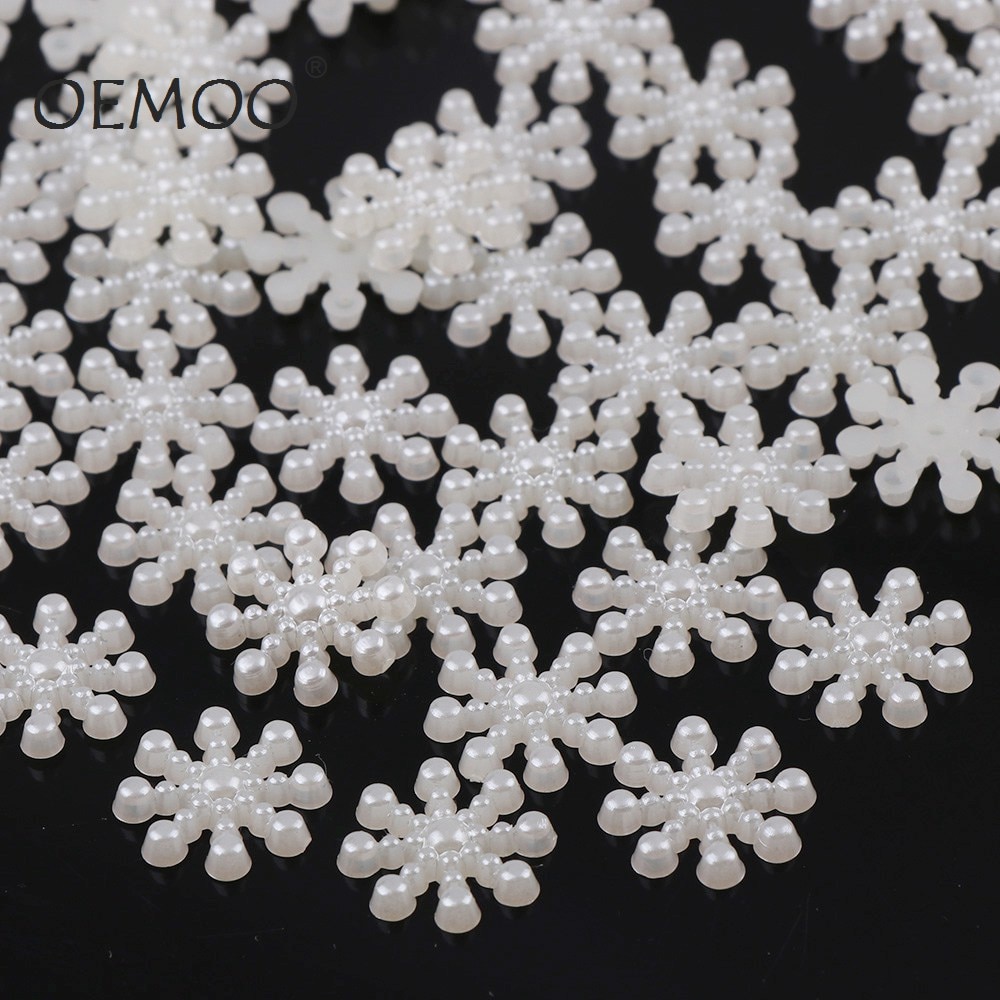 Fina 100 st halv harts pärl pärla jul snöflingor scrapbook craft flatback blommönster pärlor 17mm