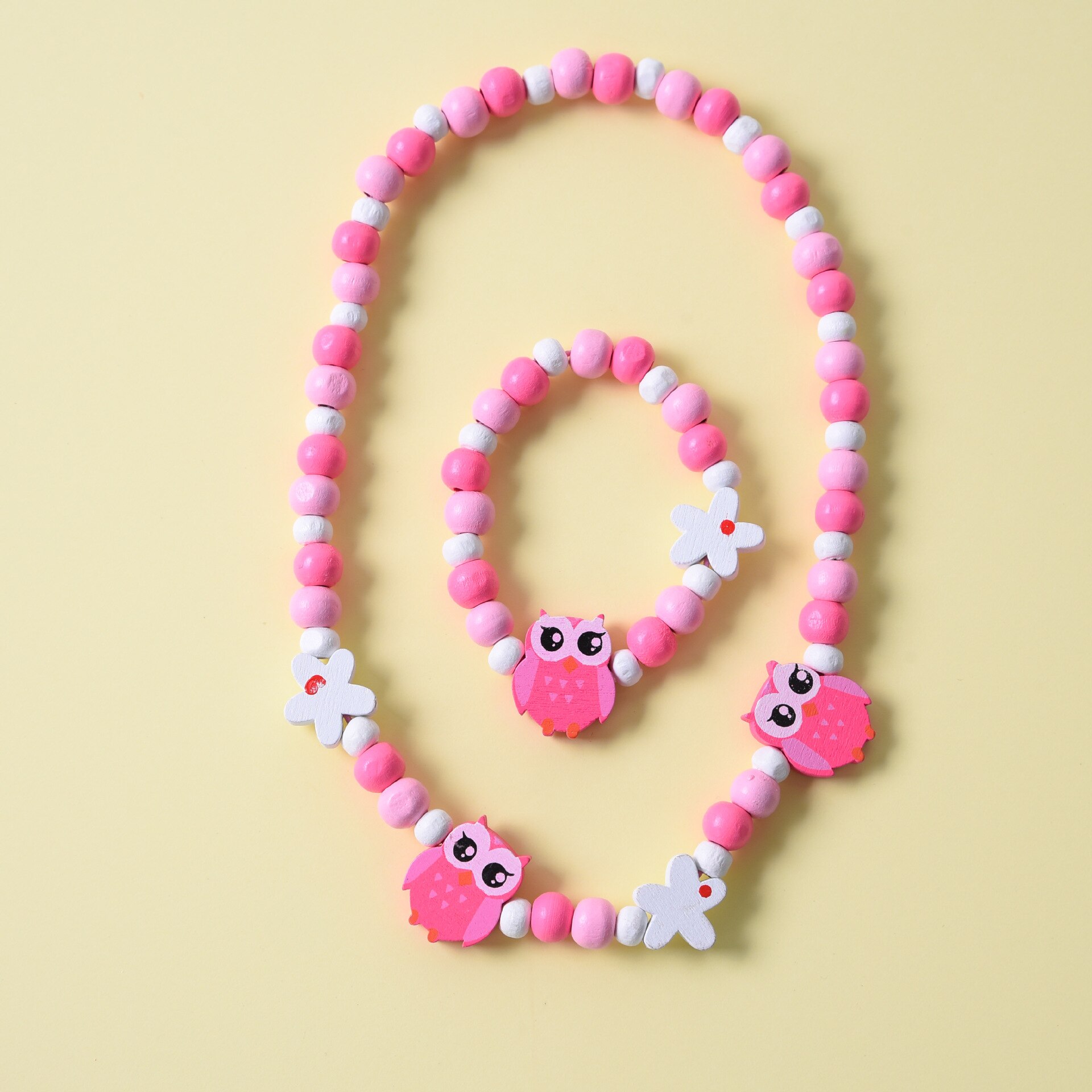 8 Color Natural Wood Colorful Beads Cute Animal Necklace Bracelet Set For Children's Jewelry Girl Birthday: X00012