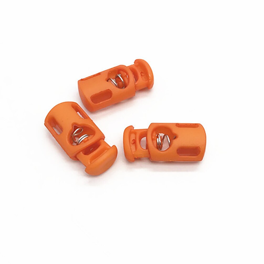 Bloqueo de cordón de palanca de plástico, tapón de cordón de resorte de varios colores para ropa DIY, cordón de cordón, accesorios de ropa deportiva, 25x12mm, 50 Uds.: orange 