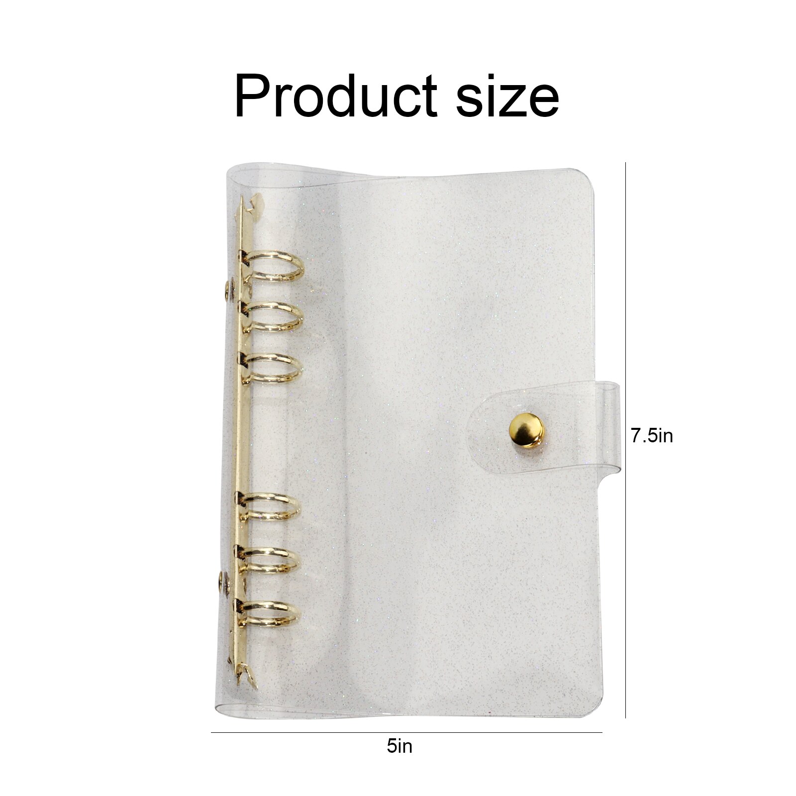 6 Ring A5 Clear Glitter Binder PVC Notebook A6 Binder Glitter Rose Gold A5 Clear Folder Binder: A6 Gold Glitter