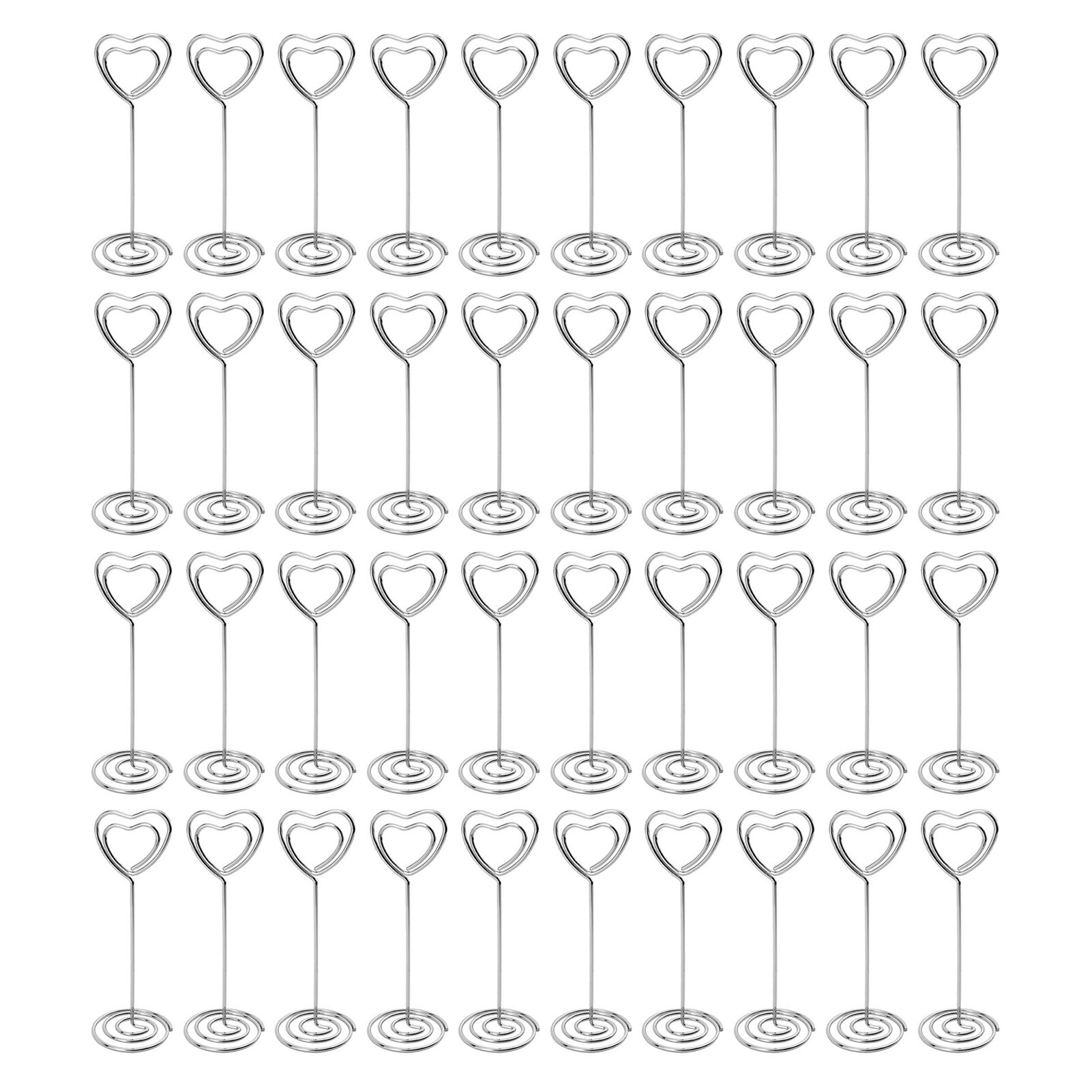 40pcs Centerpiece Reusable Display Party Anniversary Table Decor Restaurant Memo Clip Place Card Holder For Wedding Stable: Silver / Heart