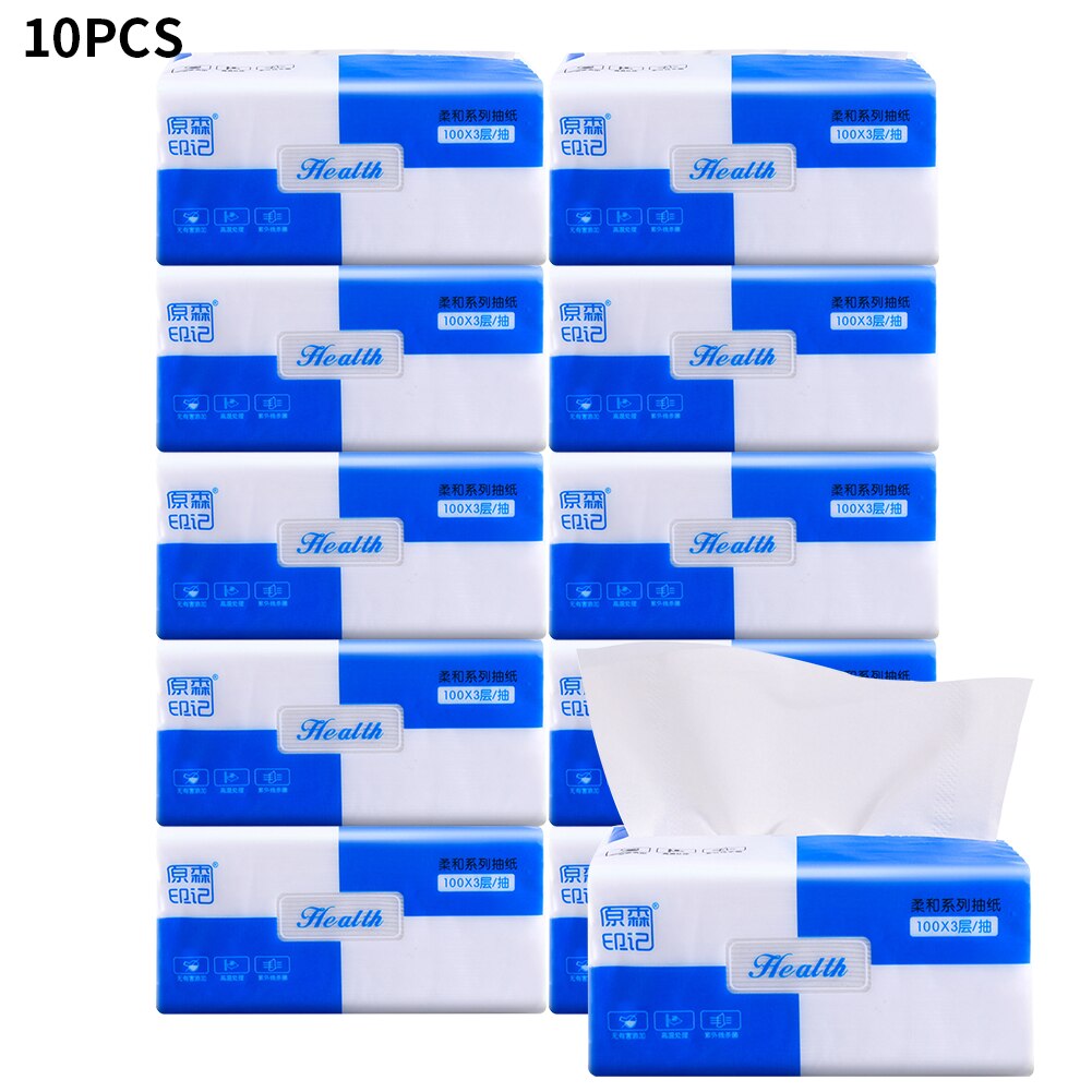 10packs Pumping Soft Skin Friendly Facial Tissues Toilet Restaurant 300 Sheets Bathroom Napkin Paper Household Kitchen Wood Pulp