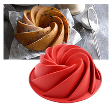 Grote spiraalvorm siliconen Bundt Cake Pan 10-inch, brood Bakvormen Mold bakken tools (Kleur Kan Variëren)