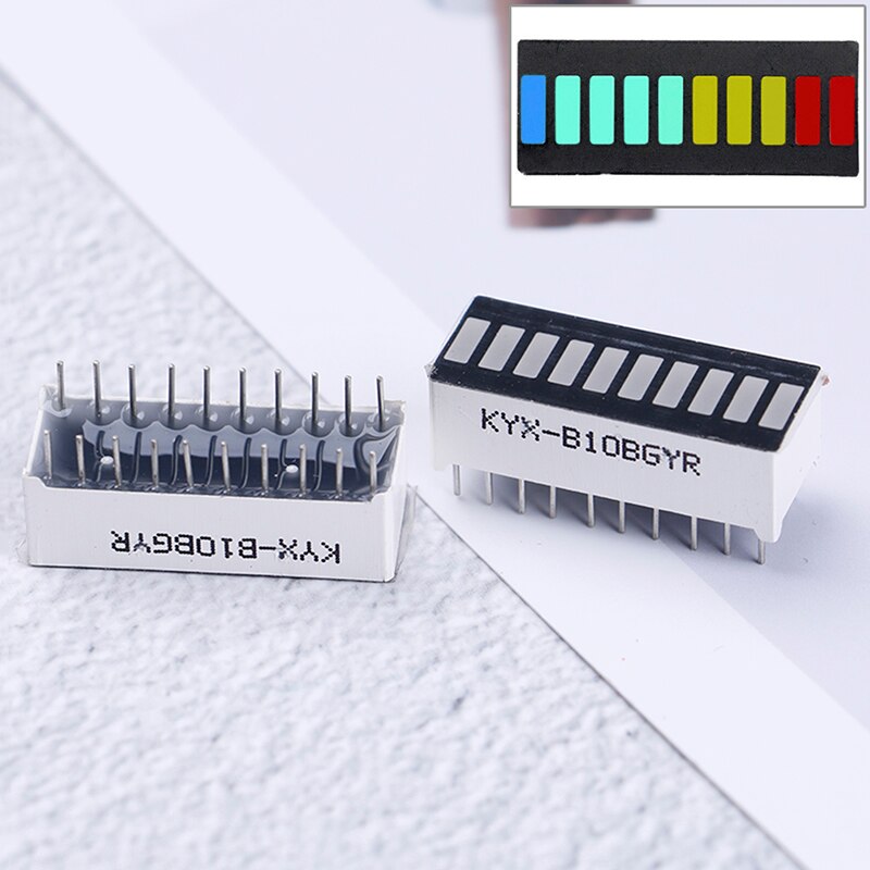 2 pces 10 segmento de cor cheia led bargraph luz display módulo ultra brilhante circuitos integrados vermelho amarelo verde azul
