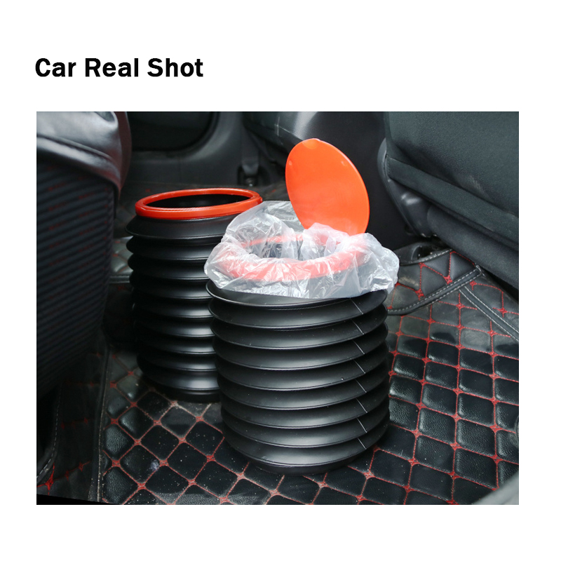 Direct Wind car trash bin garbage can car wash telescopic bucket folding trash organizer garbage holder Universal Black