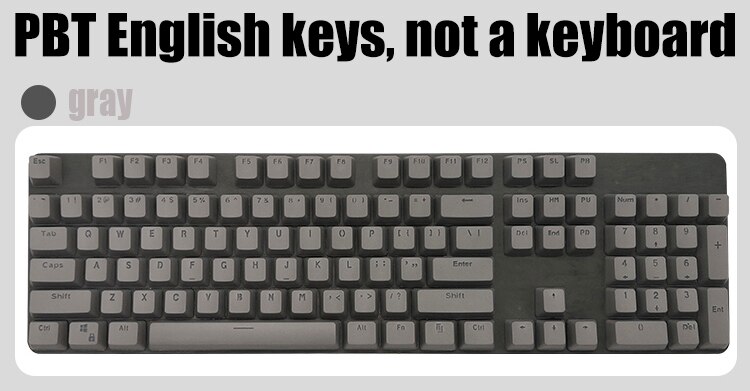 Russian/ PBT English Languag Keycaps Variety Of Color Choices For Cherry MX Mechanical Keyboard Key Cap Switches 104 Keys: gray PBTEnglish vers