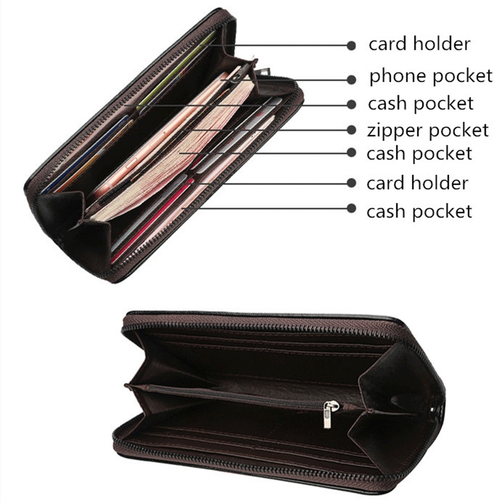 Vintage Men's Wallet PU Leather Solid Waterproof ID Credit Card Holder Card Pack Long Purse