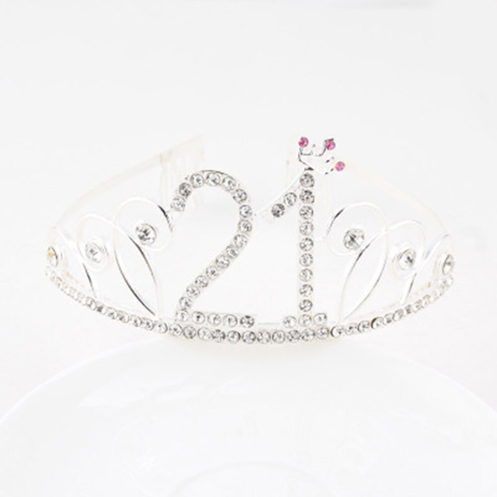 16 18 21th Verjaardag Prinses Tiara Kroon Hoofdband Bruids Haar Band Haar Accessoires Hoofdtooi Bruiloft Voor Vrouwen Anniversary 30: Silver-21