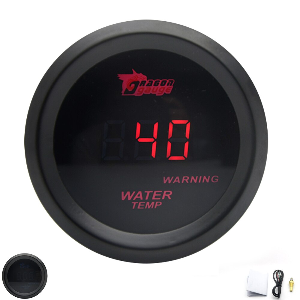2'' 52MM Water Temp Gauge Degrees centigrade /Fahrenheit Black Color Digital Red Led: Degrees centigrade
