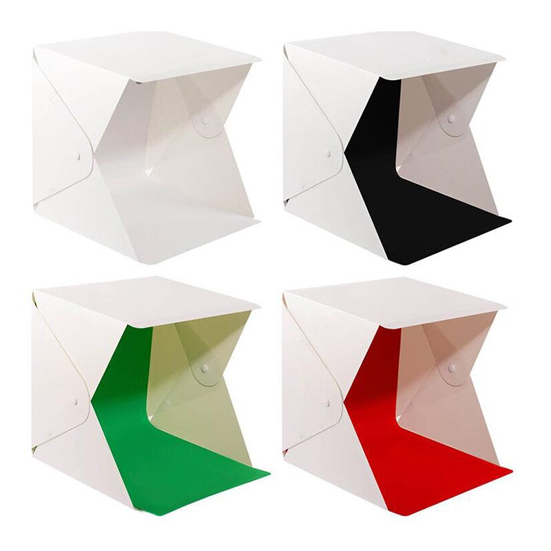 Baolyda Whitebox Photobox Beleuchtung 40*40 2LED Mini Leuchtkasten Foto Studio Kit für Fotografie Licht Box mit 4 Farbe kulissen