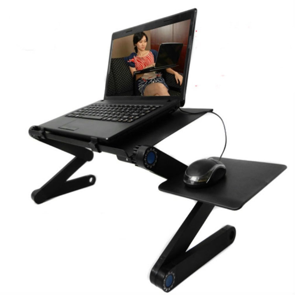 360 Rotation Aluminum Alloy Computer Desk Foldable Adjustable Cooling Table Stand Tray With Mouse Plate For Laptop Notebook