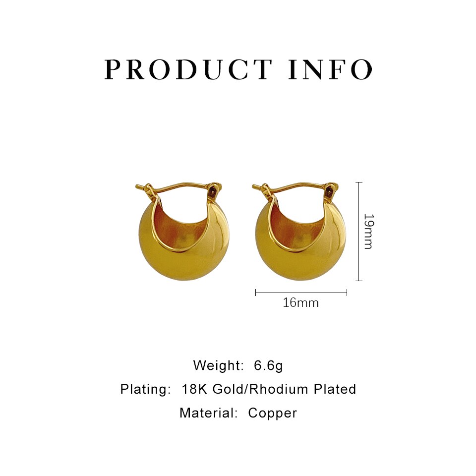 Peri&#39;sbox Minimalistische Elegante Gouden Bean Chunky Oorringen Voor Vrouwen Hollow Ronde Messing Huggie Oorbellen Party 2022