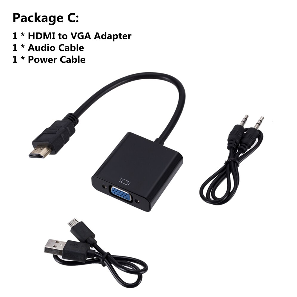 Grwibeou HDMI to VGA Cable Converter HDMI Male To VGA Female Converter Adapter Digital Analog HD 1080P For PC Laptop Tablet: Grey