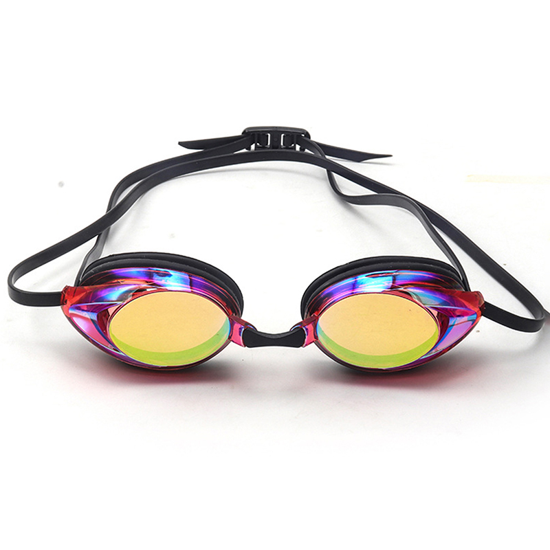 1 Stück Schwimmbrille – Schwimmbrille, mit Ohrstöpseln, professionell, beschlagfrei, kein Auslaufen, UV-Schutz, Weitsicht-Schwimmbrille für: Rot