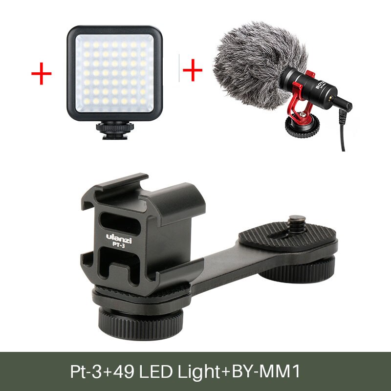 Ulanzi PT-3 Metal Extension Bar 3 Cold Shoe Mounts for Zhiyun Smooth 4/DJI OSMO/Vimble 2 Gimbal LED Light BY-MM1 Microphone