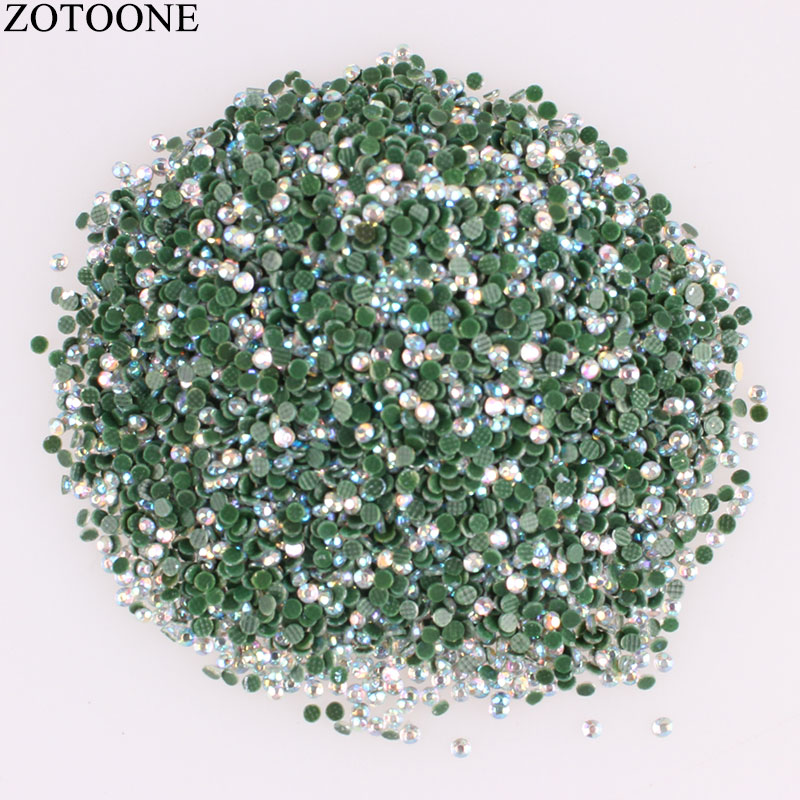 Zotoone 1440Pcs Crystal Rhinestone Applique Decoraties Bridal Crystal Trim Lijm Nail Art Flarback Steentjes Voor Kleding: AB White / SS6