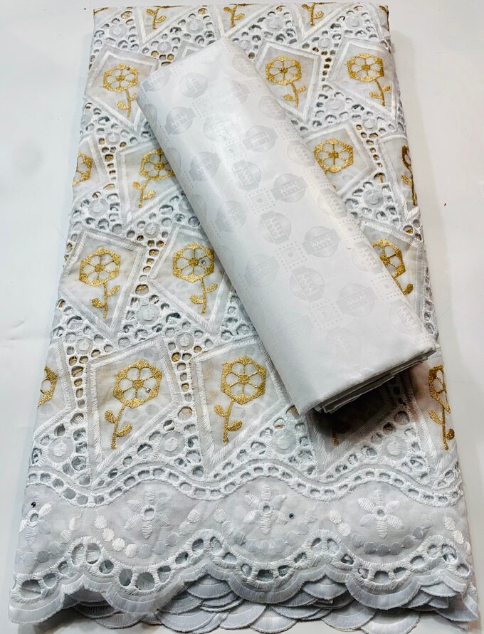 Robe de mariée en tissu Bazin Riche, Voile suisse, Voile africain, , + 2.5 Yards, YKM102, 2.5
