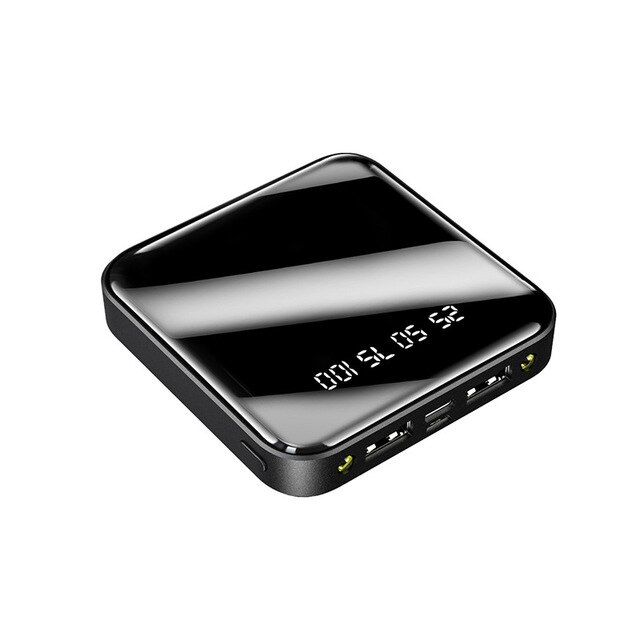 Power Bank 20000mAh Mini Poverbank Mirror Screen przenośna ładowarka z lampą LED zewnętrzna bateria do iPhone 11 Xiaomi Powerbank: Black 1