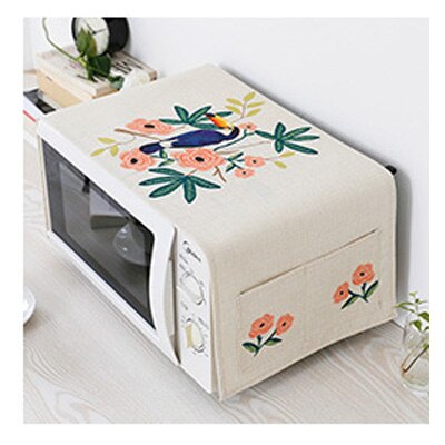 Cotton And Linen Fabric Microwave Oven Dust Cover High - Grade European Style Anti - oil Microwave Oven Protective Cover: AI