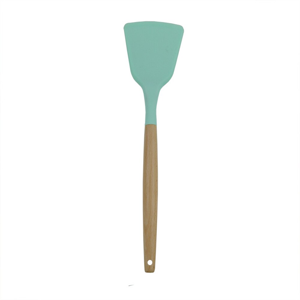 Wooden Handle Silicone Kitchenware Set for Non-stick Pan Kitchen Tool Accessories Spatula Spoon Clip Whisk Brush Ladle