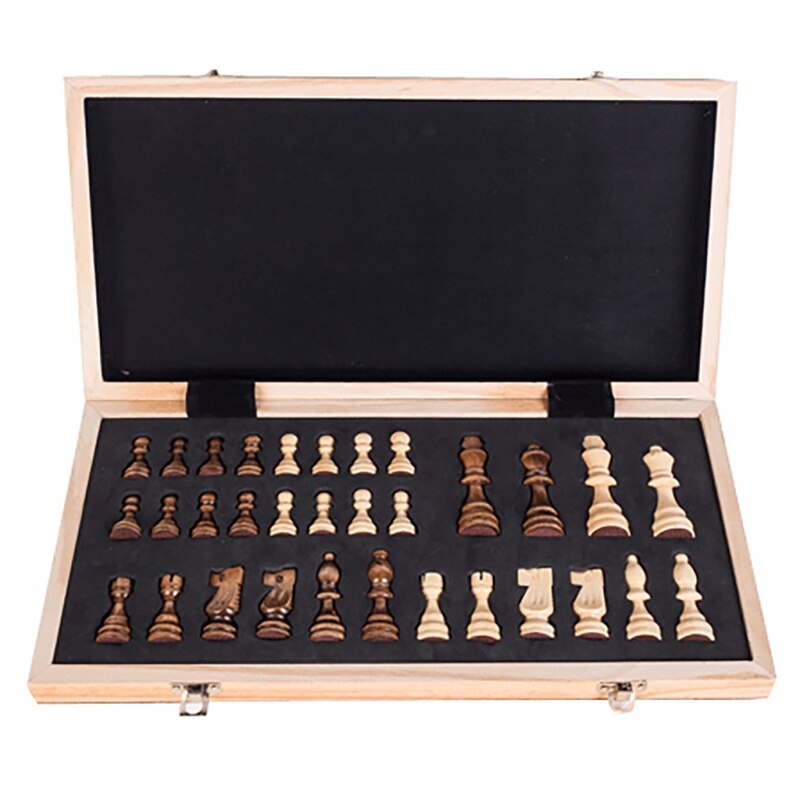 Houten Schaken En Dammen Set Magnetische Schaken Board Set Voor Kids Volwassenen Reizen Draagbare Vouwen Schaakspel Sets