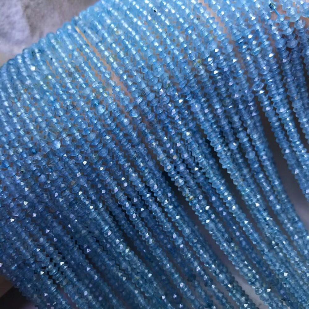 loose beads blue topaz ROUNDEL faceted 2*3MM for DIY jewelry making FPPJ nature gemstone