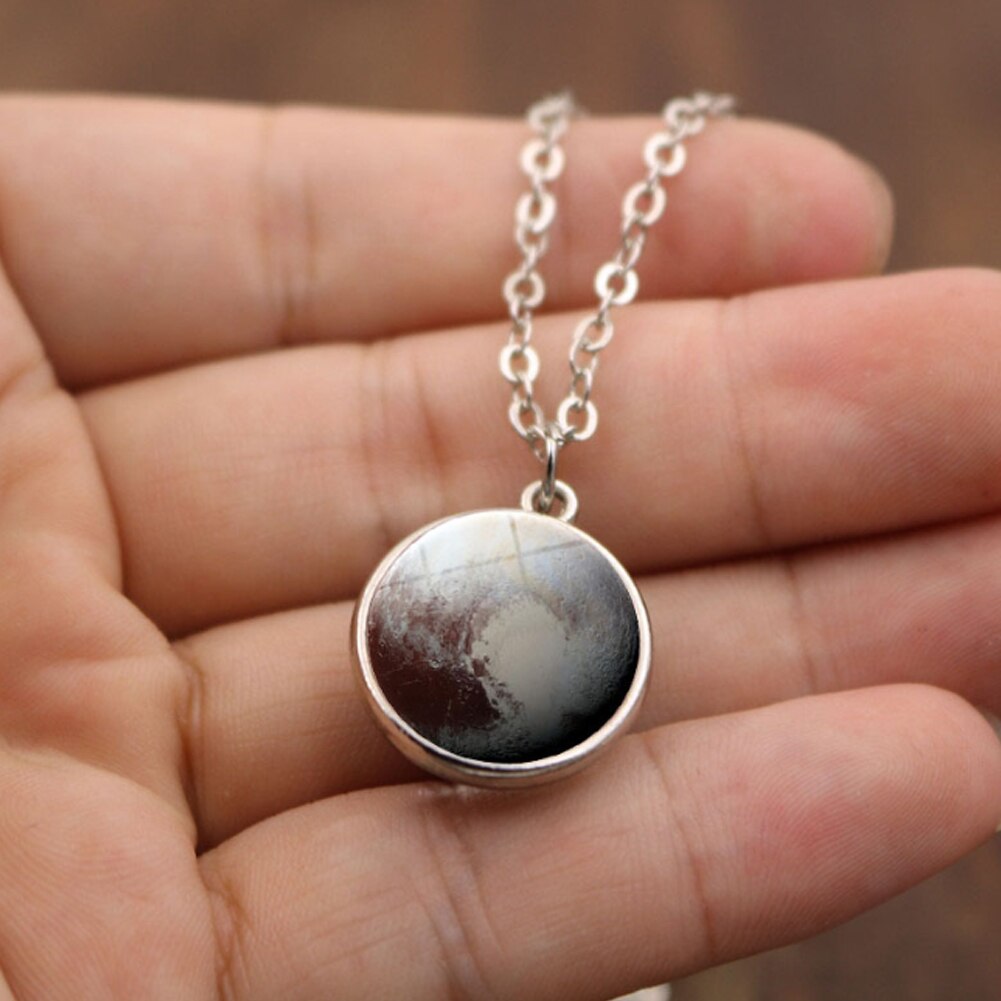 Personality Double Side Glass Ball Necklace Earth Planet Pattern Jewelry Galaxy Astronomy Pendant Necklace for Men: 8