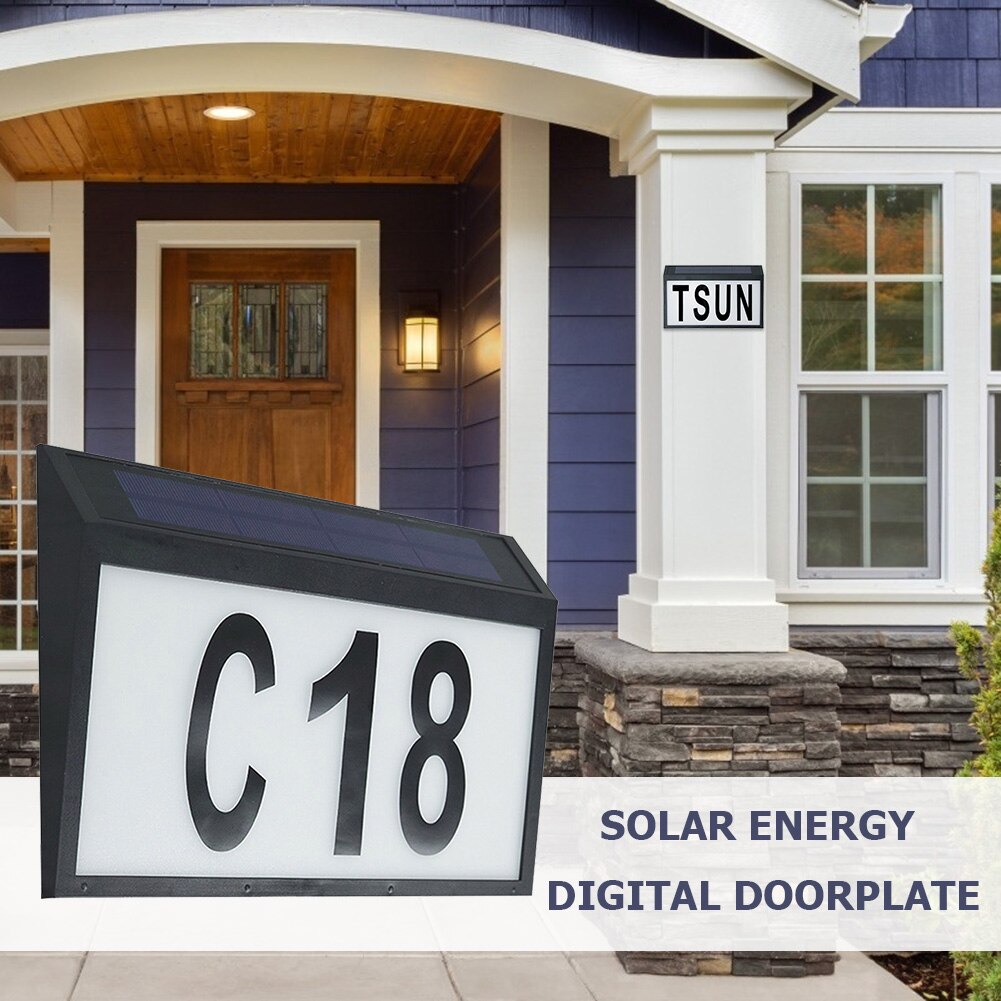 House Numbers Solar Powered Light Address Sign LED Solar Lamp Outdoor Waterproof Plaque Lighting for Home Yard Street