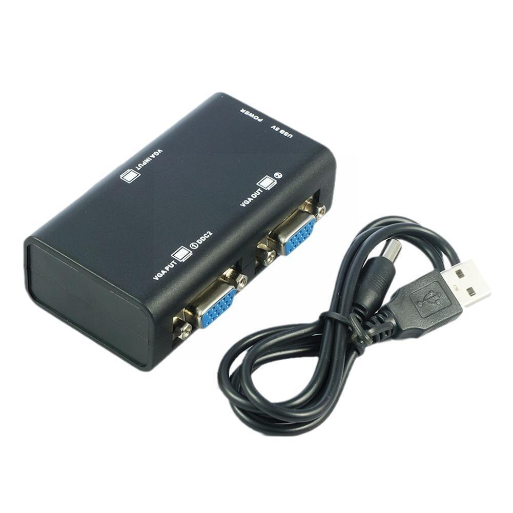 1 Naar 2 Poorten Vga Video Splitter Duplicator 1-In-2-Out 250Mhz Video 1920*1440 Laarzen Signalen 65M Apparaat Cascadedable F5N2