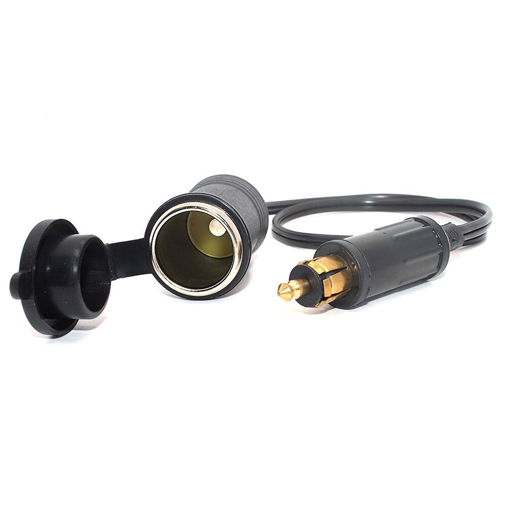 Extended Powerlet Hella DIN Male Plug to Standard Cigarette Lighter Socket Adapter male DIN plug on European motorcycles