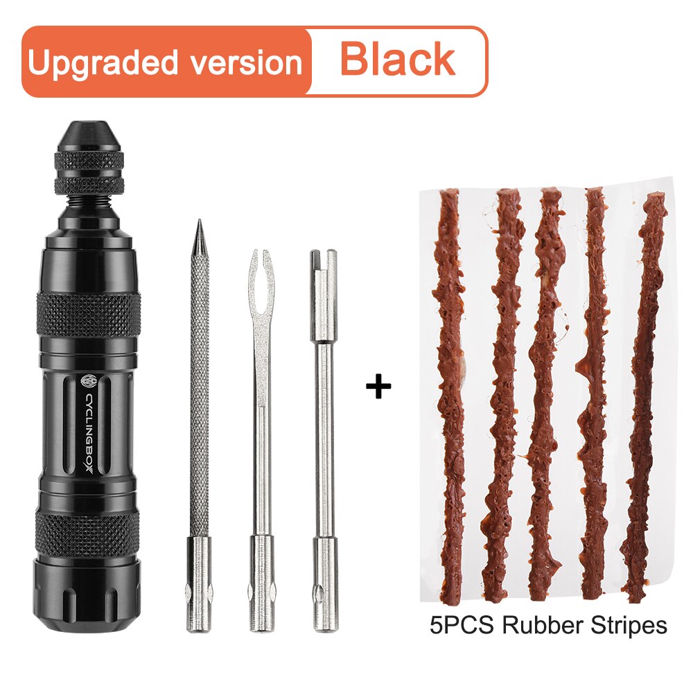 Bicycle Tubeless Tire Repair Kit Tire Drill Rubber Strips Tyre Puncture Sealant Bicycle Repair Tools: Black Repair Tool B