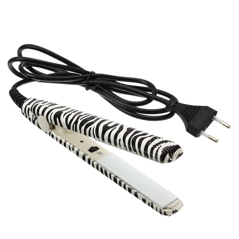 Hairstyling Mini Portable Ceramic Flat Zebra Hair Straightener Irons Styling Tools Waves Irons EU Plug With: White