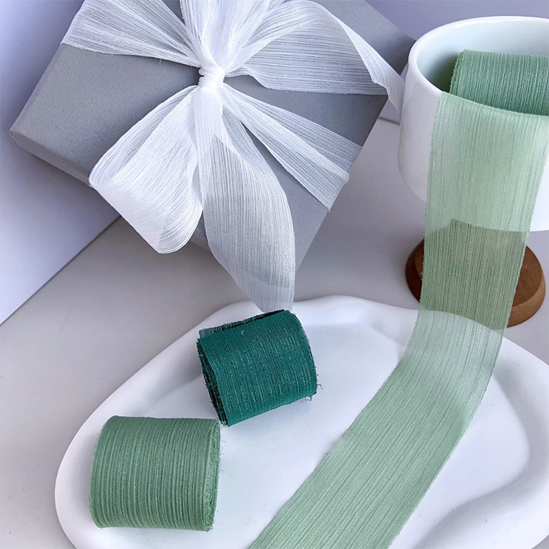Chiffon Band Falten Gittergewebe Einfarbig Band DIY Schleife Kasten Blume Verpackung Verpackung Garn Band Hochzeit Party Dekoration