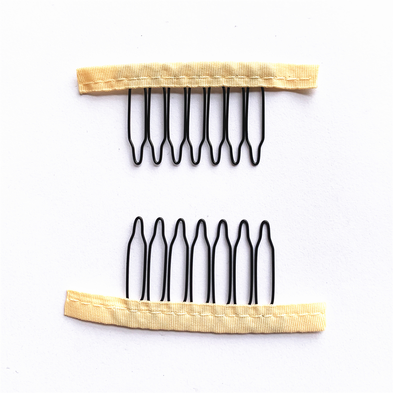 50 Stück Perückenkämme zur Sichern der Perücke, 4–7 Zähne, Perückenkamm, Perückenklammern mit Stoff für die Herstellung von Perückenkappen, Stahlmaterial, Clips, Kämme: Kupfer