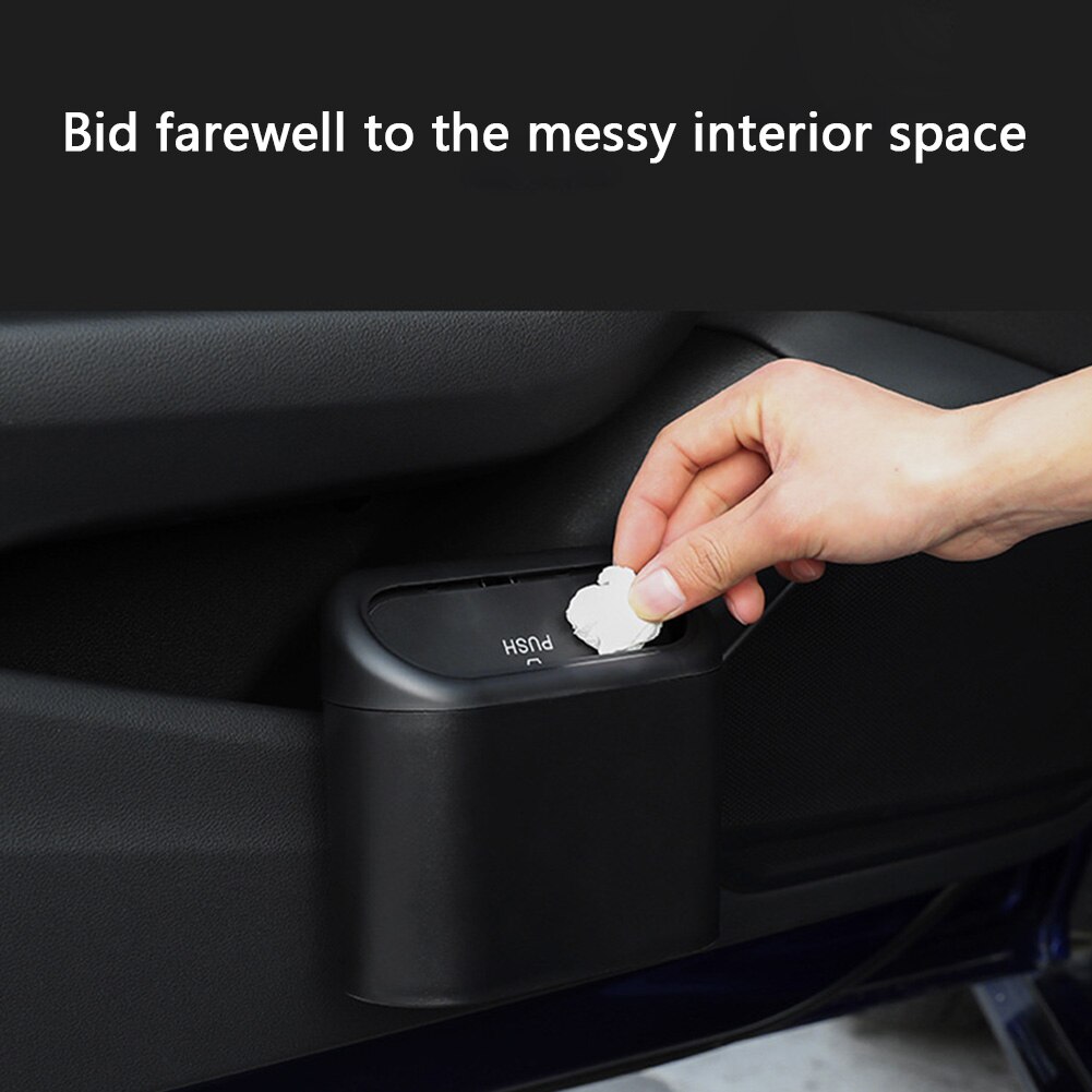 Pattumiera per auto cestino per appendere la spazzatura del veicolo scatola di immagazzinaggio scatola quadrata nera tipo di pressatura pattumiera accessori interni auto