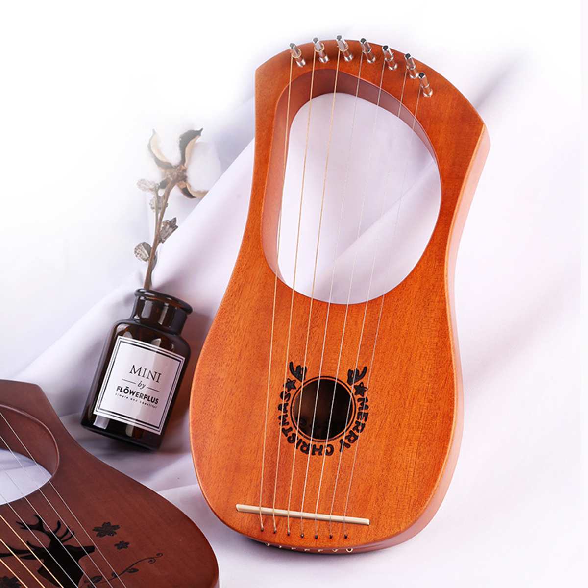 7 Schnur Holz Mahagoni Leier Harfe Saiten Musical Instrument mit aufsammeln stimmen Hammer Reinigung Tuch Harfe Instrument