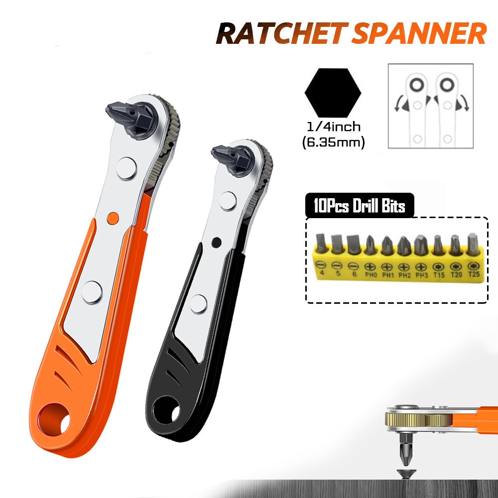 Hexagon Ratelsleutel 1/4Inch Mini Quick Release Socket Gereedschap Huishoudelijke Handvat Reparatie Wrench Voor Auto Voertuig