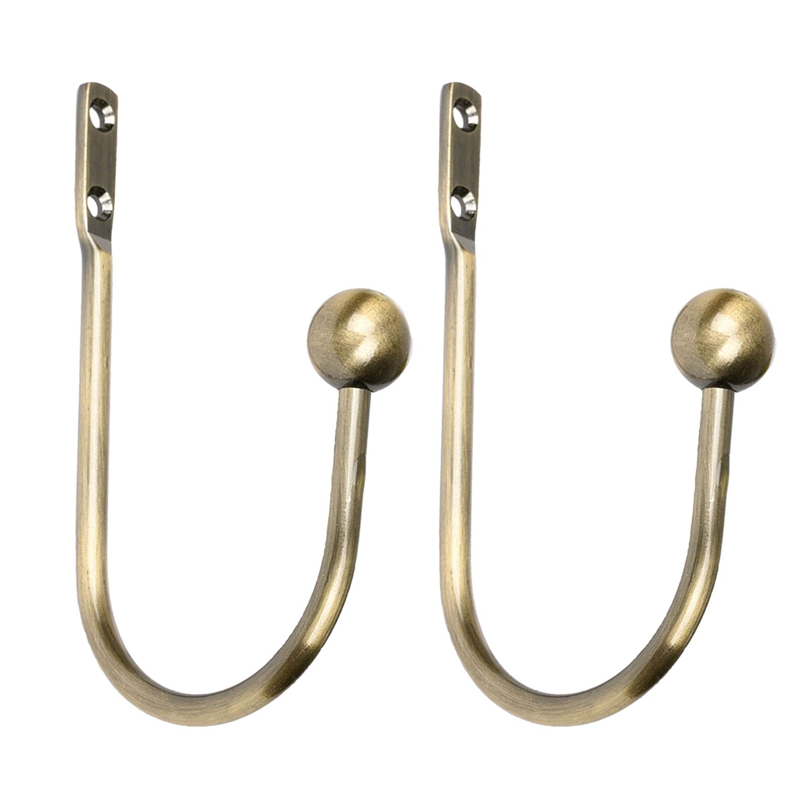 2Pcs U-shaped Round Curtain Hooks Window Wall Decoration Hanger Home Suppliers Metal Tie Tassel Arm Hook Hook Buckle Holdbacks: Antique Bronze