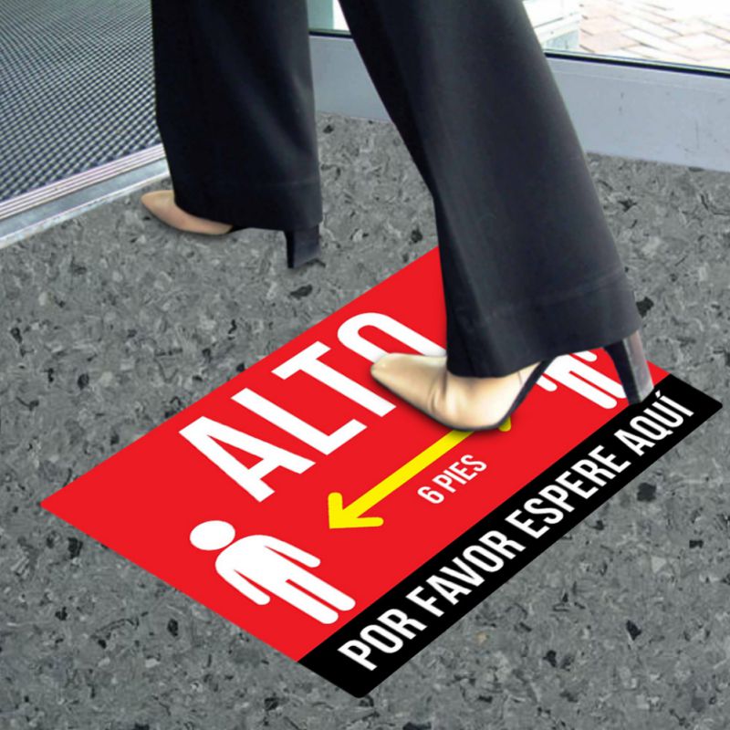 5pack45 * 30cm Social Isolation Floor Decals-safety Floor Sign Mark-keep 6 Feet Away-non-slip Stickers-A4