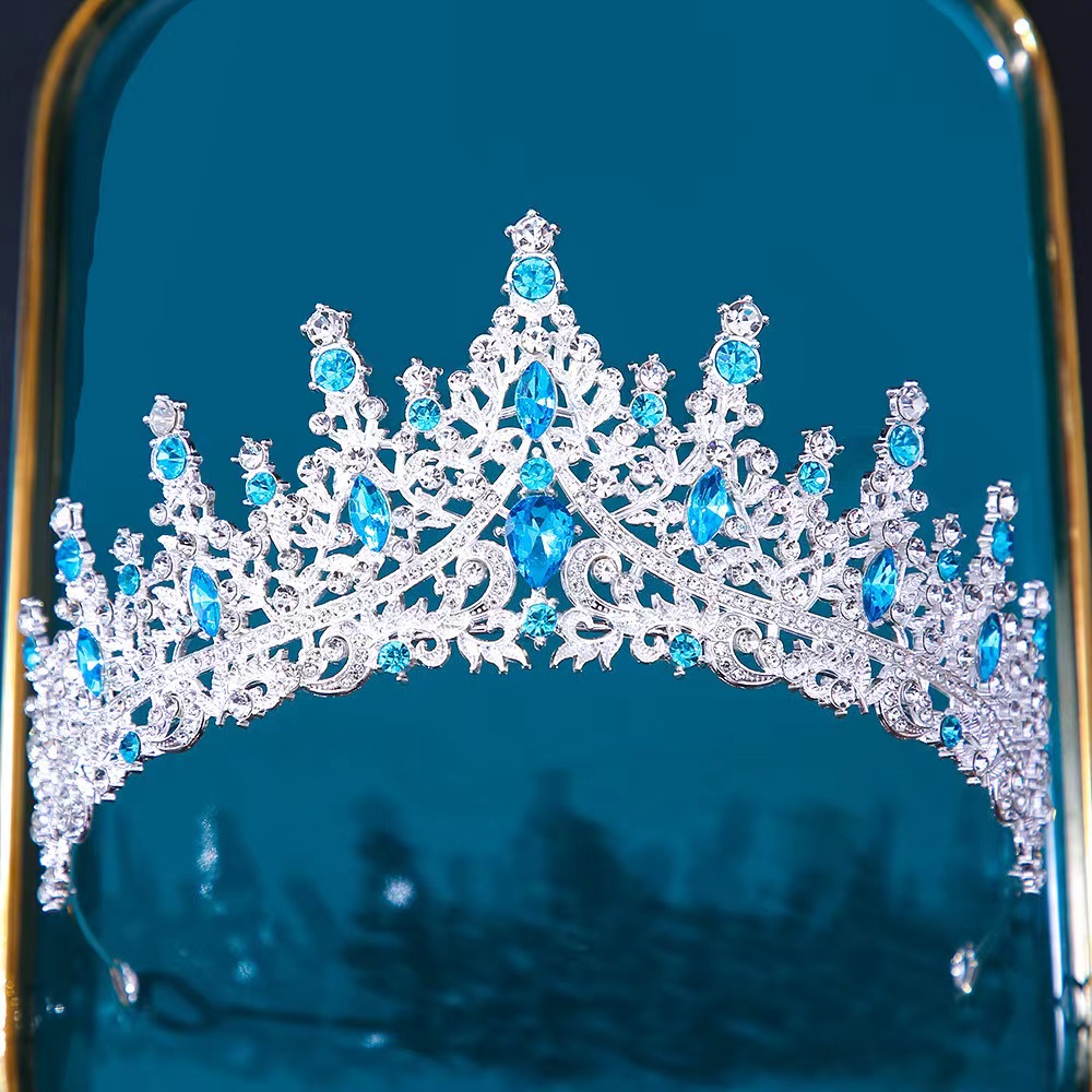 Barok Kristal Tiara 'S En Kronen Voor Vrouwen Bruid Strass Prom Diadeem Bruids Bruiloft Haaraccessoires Sieraden Kroon Tiara: Licht Geel Kleur