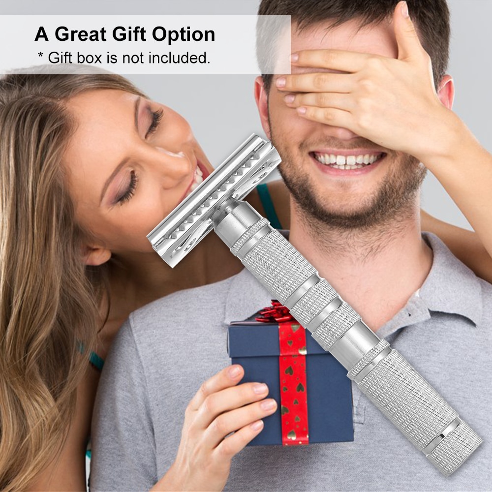 Double Edge Shaving Razor Safety Beard Razor Metal Manual Mustache Removal Shaving Tool Fashionable &amp; Detachable