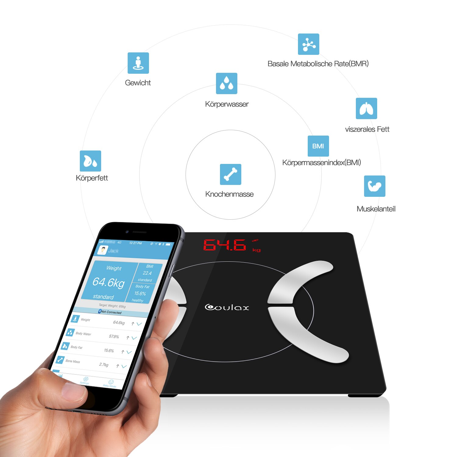 Bluetooth Body Fat Scales With App Digital Personal Scales Body Analysis For BMI Muscle Body Fat Protein BMR