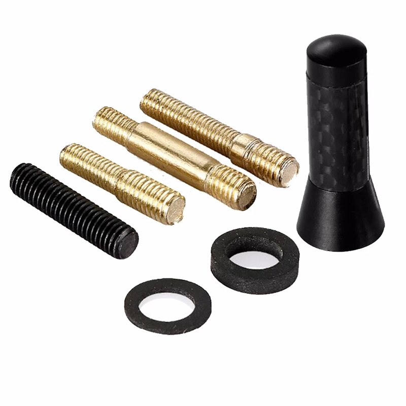 Keenso Antenne Voiture Courte Fibre De Carbone 3.5 Cm – Mini Antenne Universelle Tuning Noir Avec Vis M3/M4/M5/M6