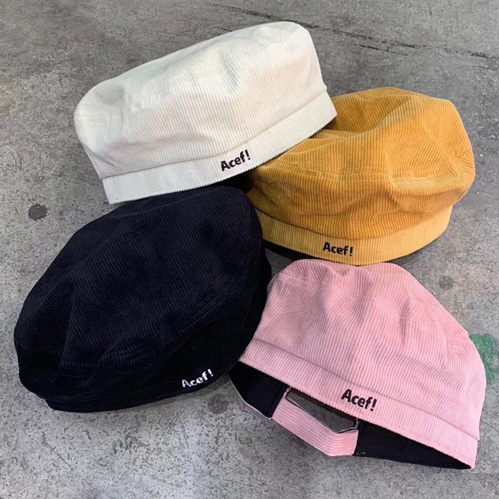 Boina de pana Acef bordada, sombrero de invierno para mujer, hombre, Berret, coreano, francés, Newsboy, gorros para mujer, Hip Hop, ajustable al aire libre
