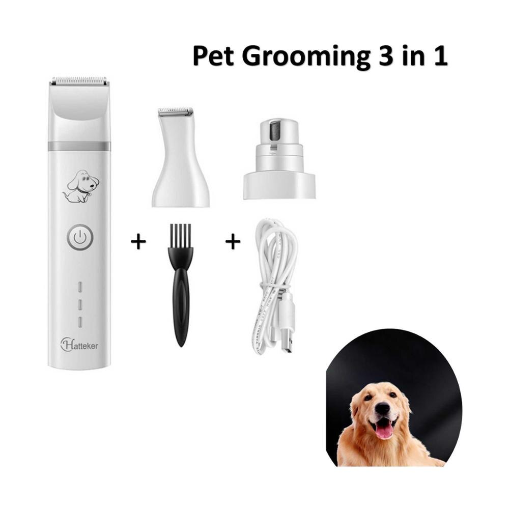 3 in 1 kæledyrspleje maskine hund kattehår trimmer genopladelig usb kæledyr klipper & hår trimmer & fodhår- – Grandado