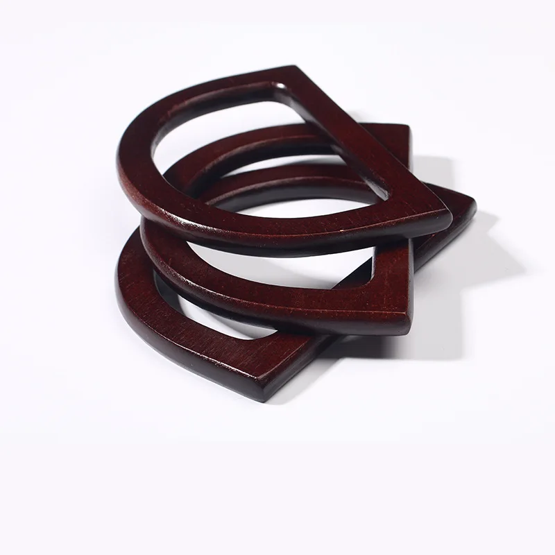 1 st träväskhandtag handväska väskram d-ring form ersättning gör-det-själv väskdelar tillbehör: Tråkig