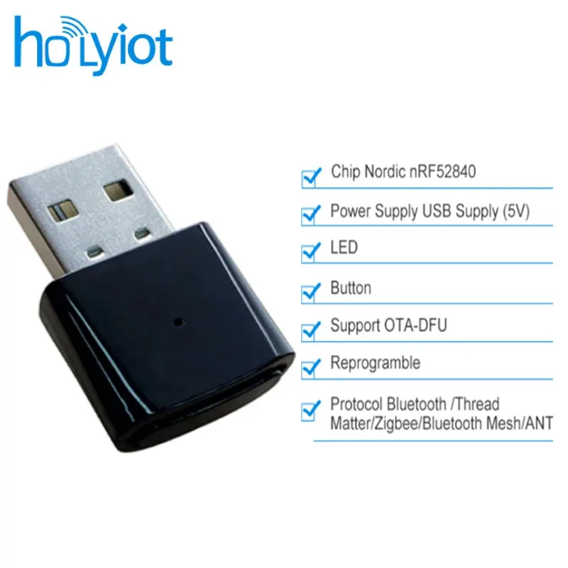 Holyiot nRF52840 klucz USB Bluetooth 5.0 programowalny klucz sprzętowy o niskim zużyciu energii przycisk USB resetowanie sprzętu wsparcie DFU