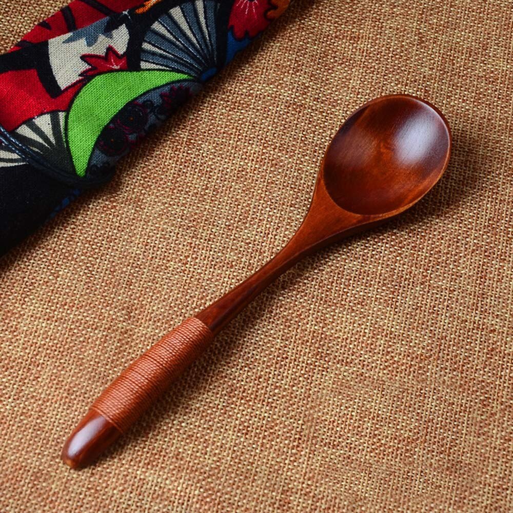 Cuchara de madera para el hogar, cuenco de gachas, cuchara de cena china, cuchara de sopa japonesa para restaurante en casa # W