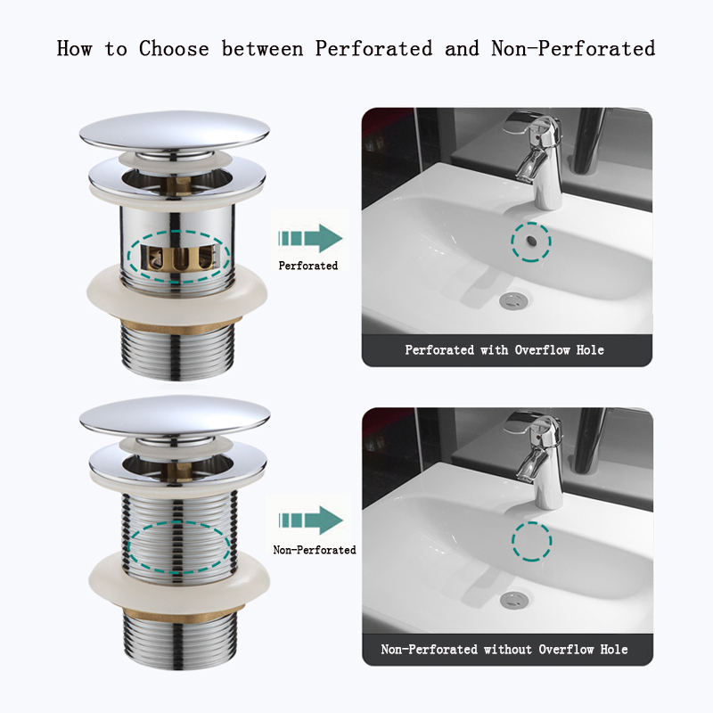 Bathroom Sink Drainer Washbasin Pop Up Drain Plug Waste Stopper With Or Without Overflow Hole Bathroom Appliances Accessories